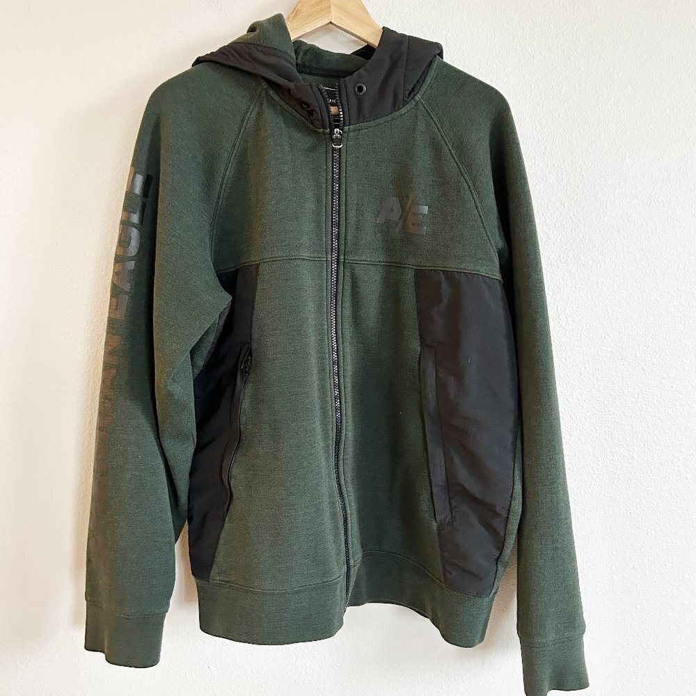 American Eagle Hooded Sweatshirt Jacket Full Zip Logo Sz L